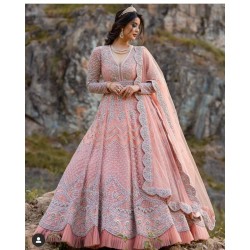 Wedding occasion Special Pink Color Designer Gown in Net Fabric